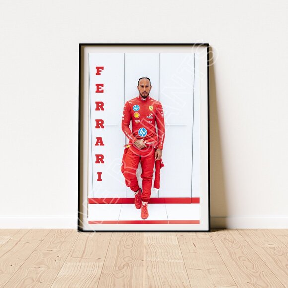 LEWIS HAMILTON FERRARI 11x17 Art Print - Picture 1 of 2